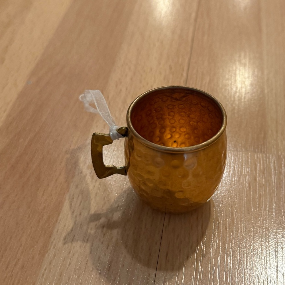 Gold Hammered Metal Holiday Ornament Mug